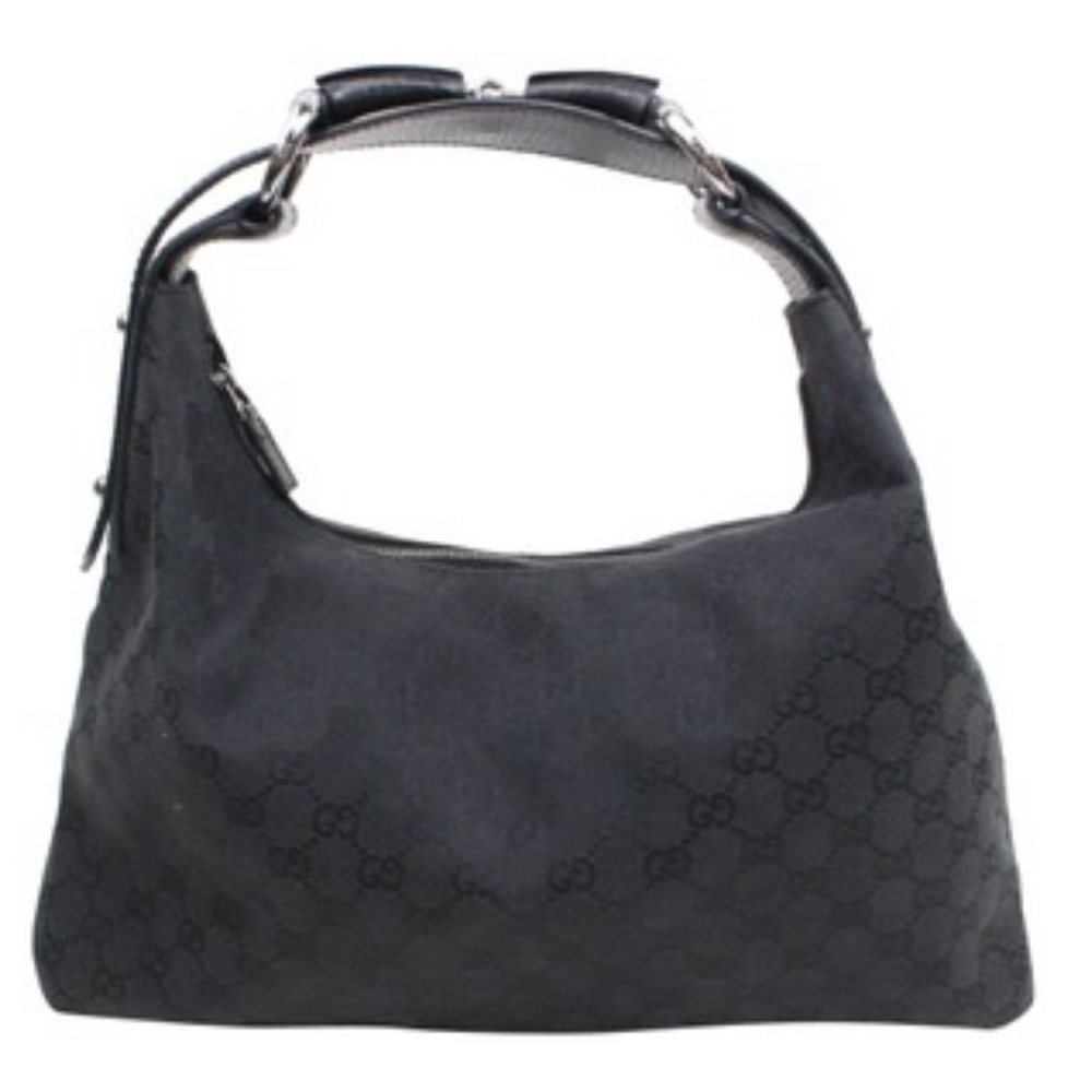 Authentic Gucci Horsebit Shoulder Bag Black